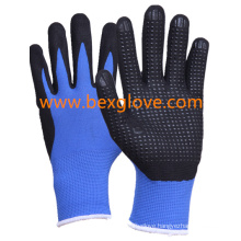 13 Gauge Nylon Liner, Nitrile Coating, Micro-Foam Finish, Dots on Palm Safety Gloves